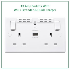 13 Amp Sockets With Wi-Fi Extender & Quick Charger